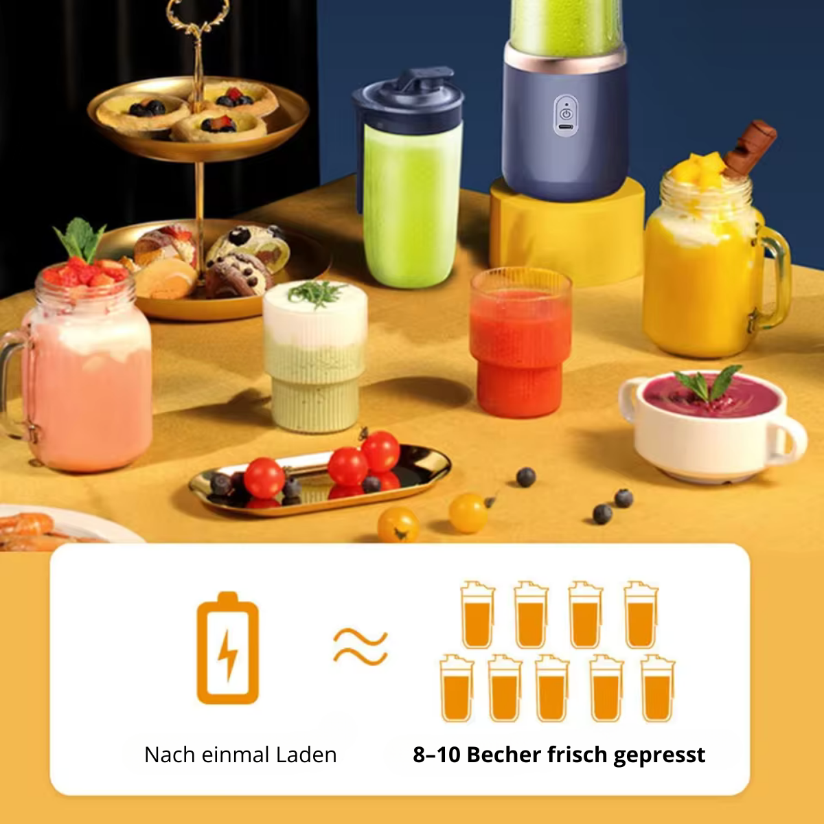 TRAGBARER SMOOTHIE-MIXER MIT 2 BECHERN