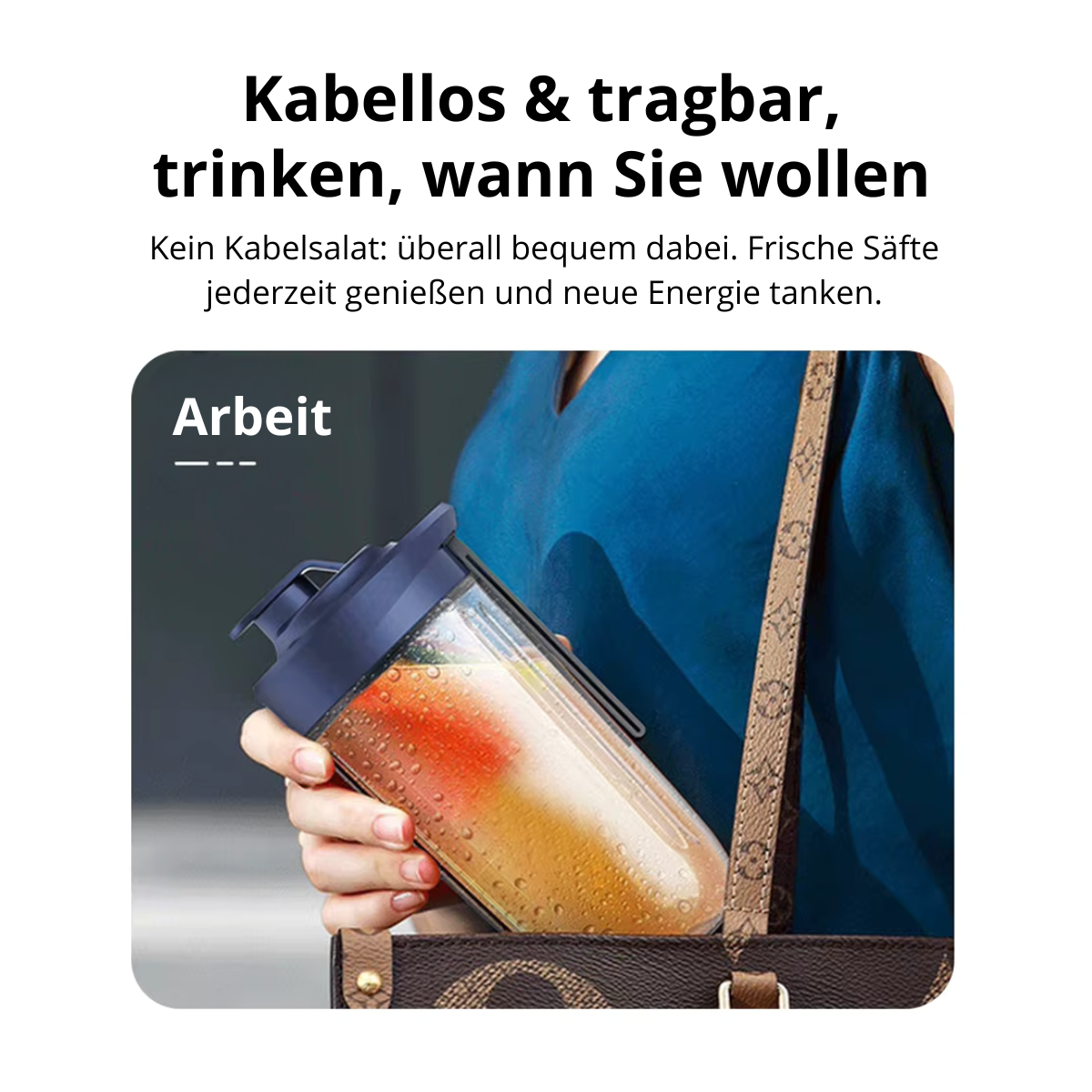 TRAGBARER SMOOTHIE-MIXER MIT 2 BECHERN