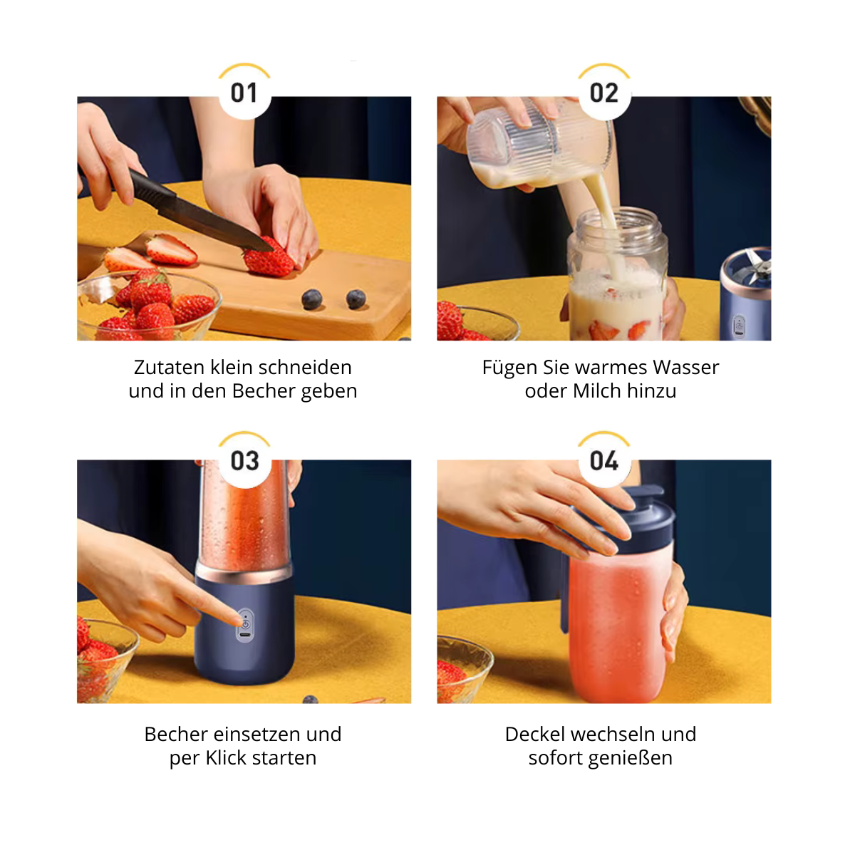 TRAGBARER SMOOTHIE-MIXER MIT 2 BECHERN